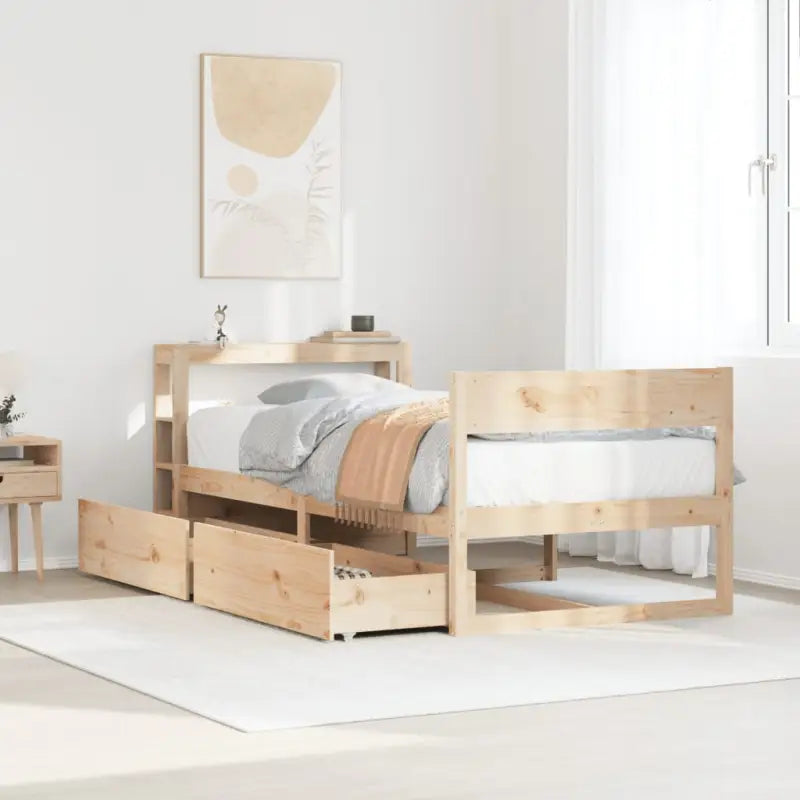 Bedframe van massief grenenhout met opbergruimte voor elke slaapkamer - Naturel / 90 x 190 cm - Bedden & bedframes