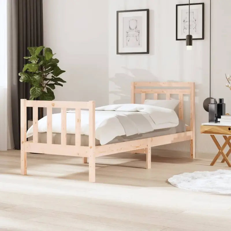 Bedframe van massief grenenhout met tijdloos ontwerp voor de slaapkamer - Naturel / 75 x 190 cm - Bedden & bedframes