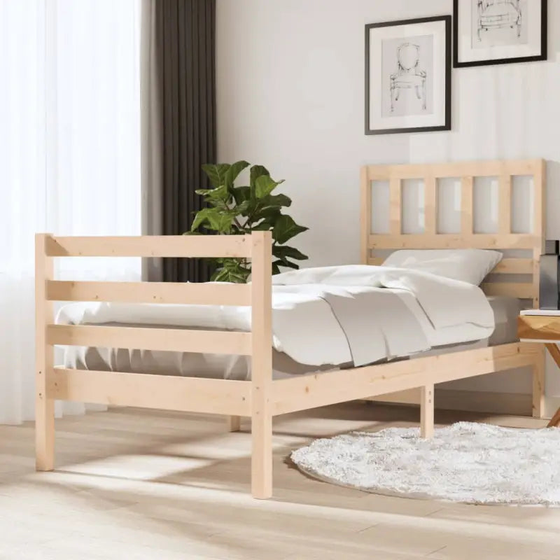Bedframe van massief grenenhout met tijdloos ontwerp voor slaapkamer - Naturel / 90 x 200 cm - Bedden & bedframes