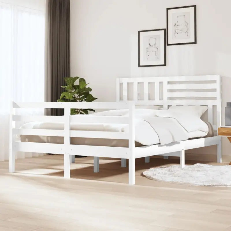 Bedframe van massief grenenhout met tijdloos ontwerp voor slaapkamer - Wit / 160 x 200 cm - Bedden & bedframes
