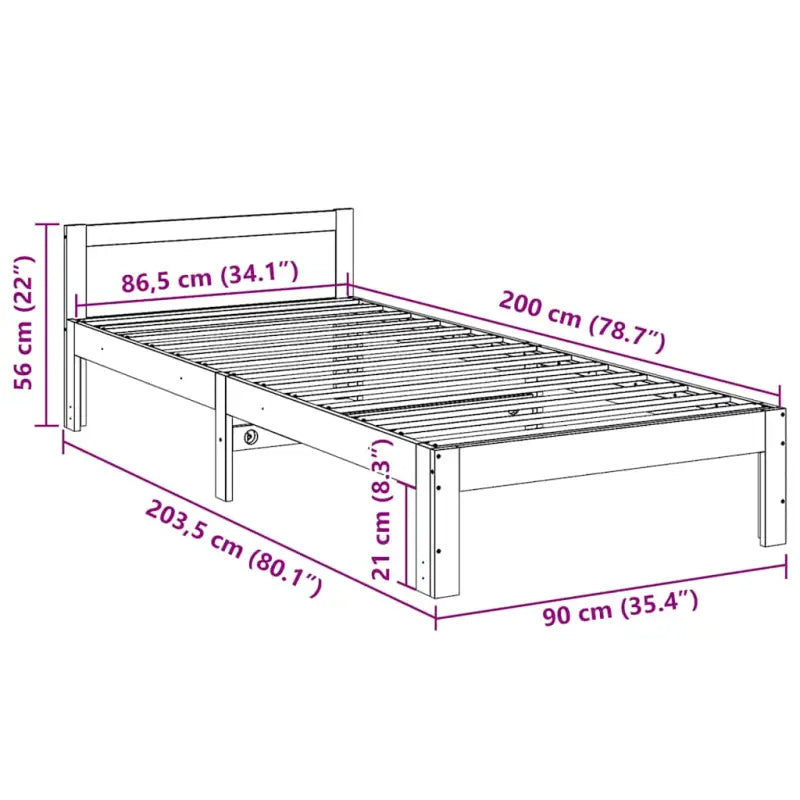 Bedframe van massief grenenhout met voorgeboorde gaten for een stabiele slaapplek - Bedden & bedframes