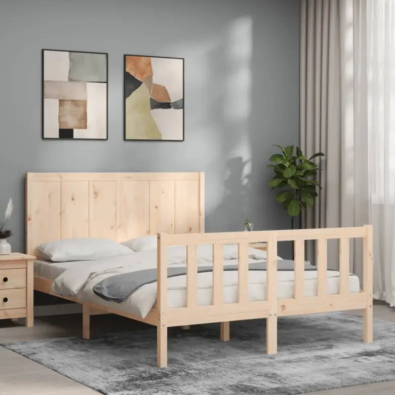 Bedframe van massief grenenhout voor een comfortabele slaapkamer - Naturel / 135 x 190 cm - Bedden & bedframes