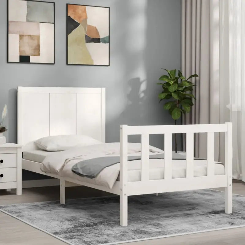 Bedframe van massief grenenhout voor een comfortabele slaapkamer - Wit / 75 x 190 cm - Bedden & bedframes