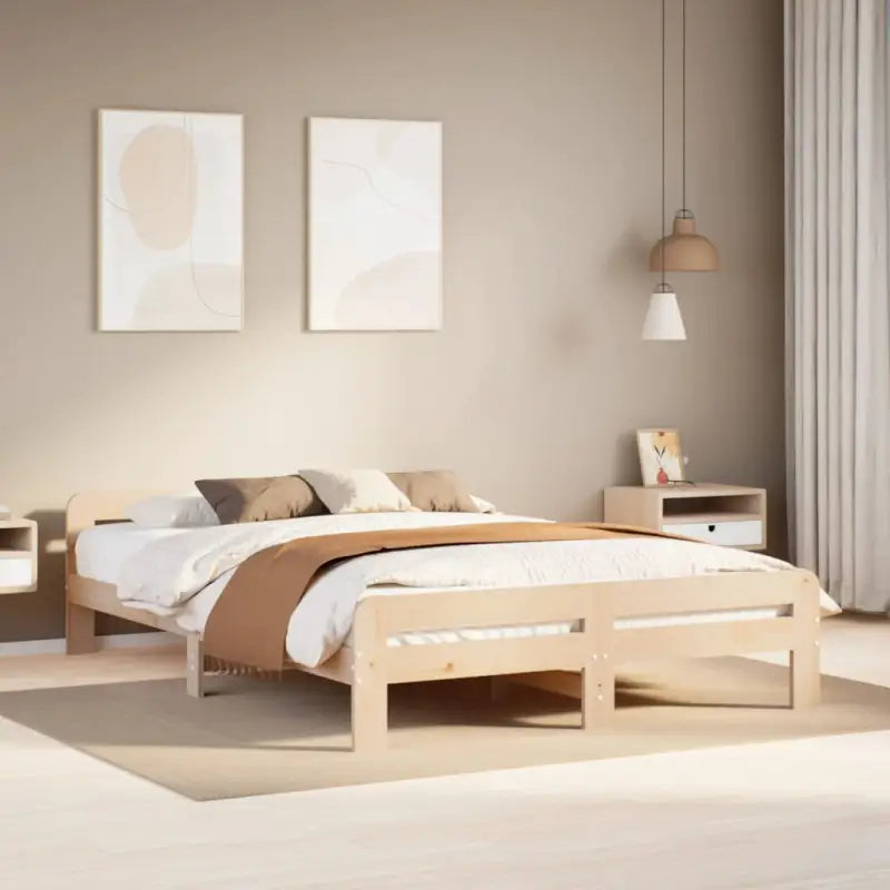 Bedframe van massief grenenhout voor een goede nachtrust - Naturel / 140 x 200 cm - Bedden & bedframes