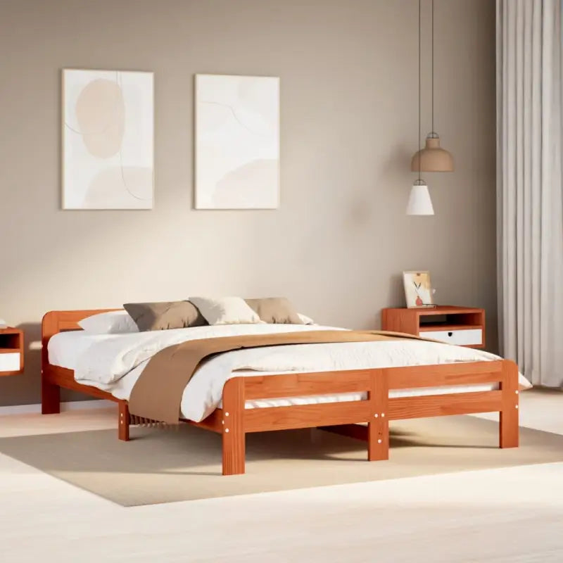 Bedframe van massief grenenhout voor een goede nachtrust - Wasbruin / 160 x 200 cm - Bedden & bedframes