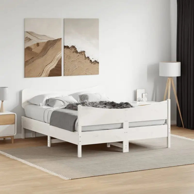 Bedframe van massief grenenhout voor een goede nachtrust - Wit / 150 x 200 cm - Bedden & bedframes