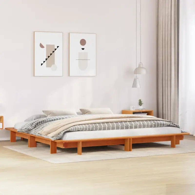 Bedframe van massief grenenhout voor een stabiele en duurzame slaapkamer - Wasbruin / 180 x 200 cm - Bedden & bedframes