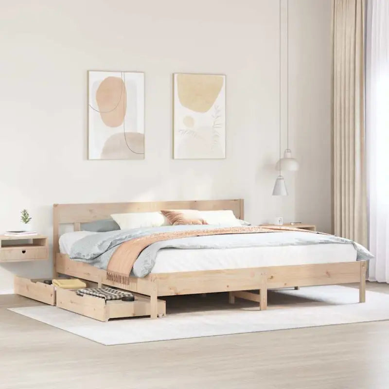 Bedframe van massief grenenhout voor een stabiele en duurzame slaapkamer - Naturel / 180 x 200 cm - Bedden & bedframes