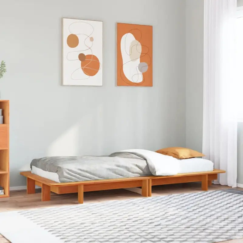 Bedframe van massief grenenhout voor een stabiele en duurzame slaapkamer - Wasbruin / 75 x 190 cm - Bedden & bedframes