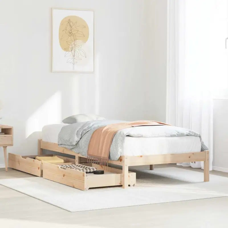 Bedframe van massief grenenhout voor een stabiele en duurzame slaap - Naturel / 90 x 190 cm - Bedden & bedframes