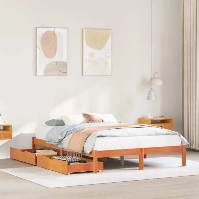 Bedframe van massief grenenhout voor een stabiele en duurzame slaap - Wasbruin / 140 x 190 cm - Bedden & bedframes