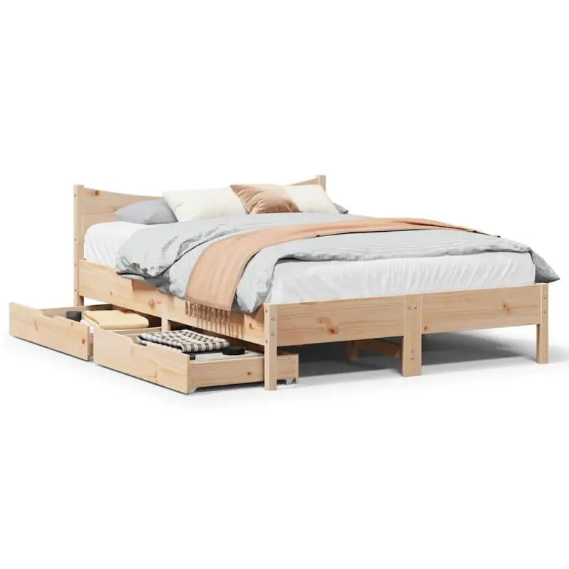 Bedframe van massief grenenhout voor een stabiele nachtrust - Naturel / 140 x 190 cm - Bedden & bedframes