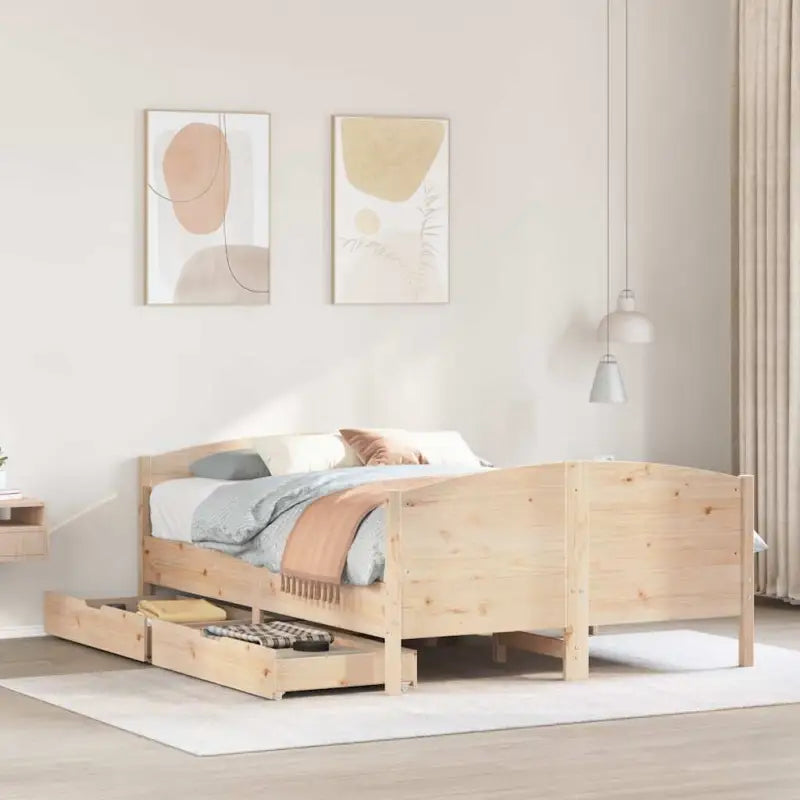 Bedframe van massief grenenhout voor een stabiele nachtrust - Naturel / 140 x 190 cm - Bedden & bedframes