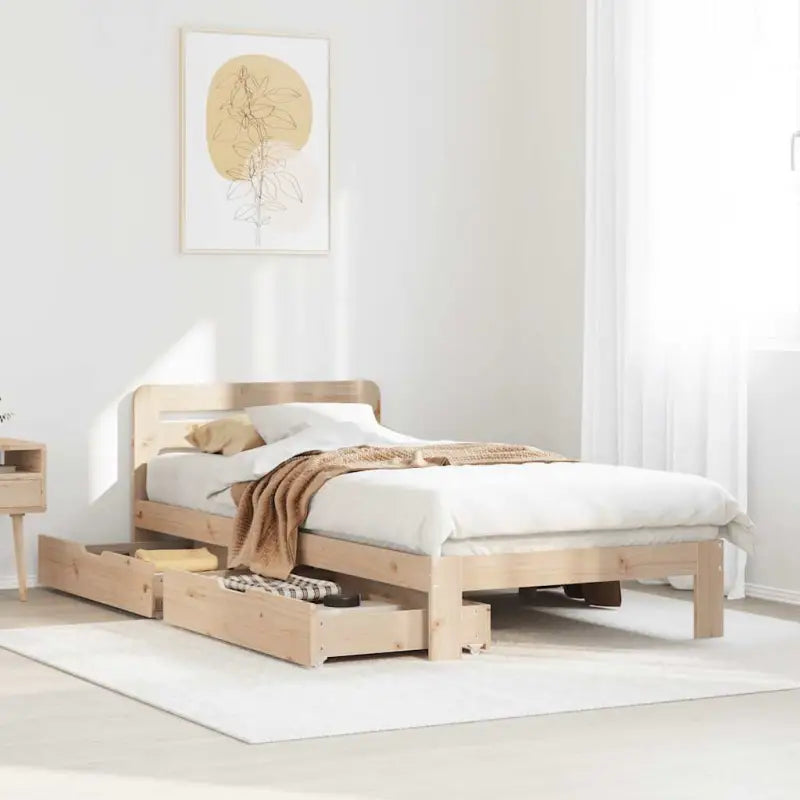 Bedframe van massief grenenhout voor een stabiele nachtrust - Naturel / 75 x 190 cm - Bedden & bedframes