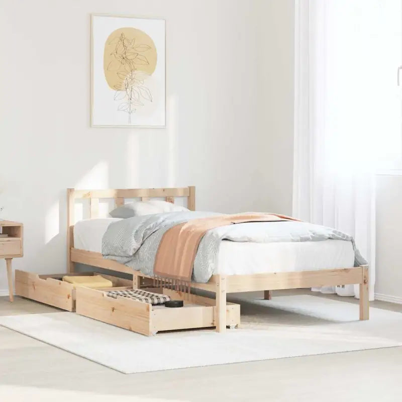 Bedframe van massief grenenhout voor een stabiele nachtrust - Naturel / 75 x 190 cm - Bedden & bedframes