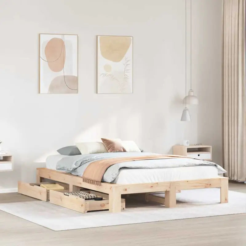 Bedframe van massief grenenhout voor een stabiele nachtrust - Naturel / 160 x 200 cm - Bedden & bedframes