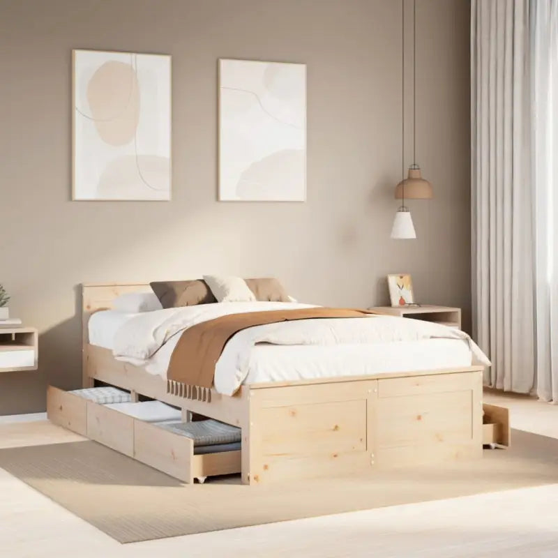 Bedframe van massief grenenhout voor een stabiele nachtrust - Naturel / 120 x 200 cm - Bedden & bedframes