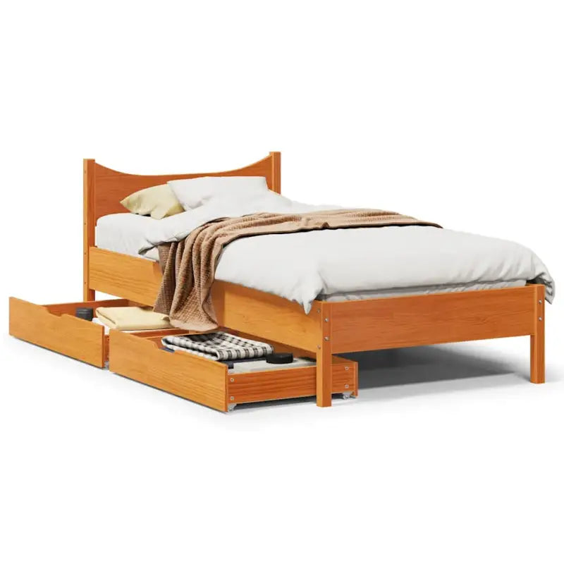Bedframe van massief grenenhout voor een stabiele nachtrust - Wasbruin / 90 x 190 cm - Bedden & bedframes