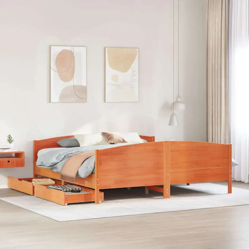 Bedframe van massief grenenhout voor een stabiele nachtrust - Wasbruin / 180 x 200 cm - Bedden & bedframes