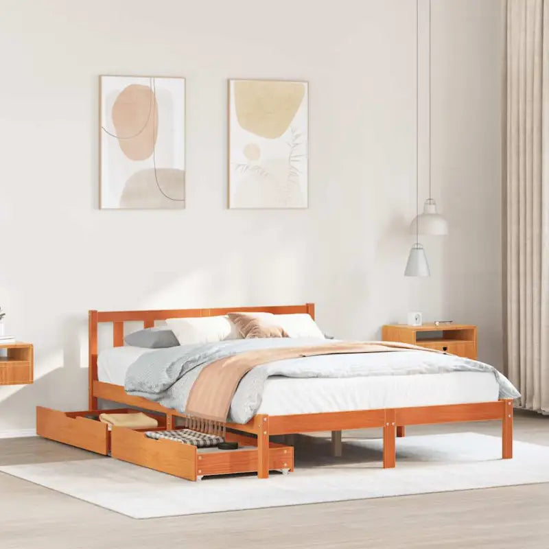 Bedframe van massief grenenhout voor een stabiele nachtrust - Wasbruin / 120 x 200 cm - Bedden & bedframes
