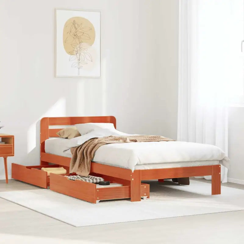 Bedframe van massief grenenhout voor een stabiele nachtrust - Wasbruin / 90 x 200 cm - Bedden & bedframes