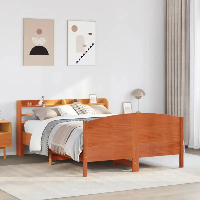 Bedframe van massief grenenhout voor een stabiele nachtrust - Wasbruin / 135 x 190 cm - Bedden & bedframes
