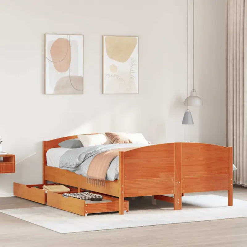 Bedframe van massief grenenhout voor een stabiele nachtrust - Wasbruin / 120 x 200 cm - Bedden & bedframes