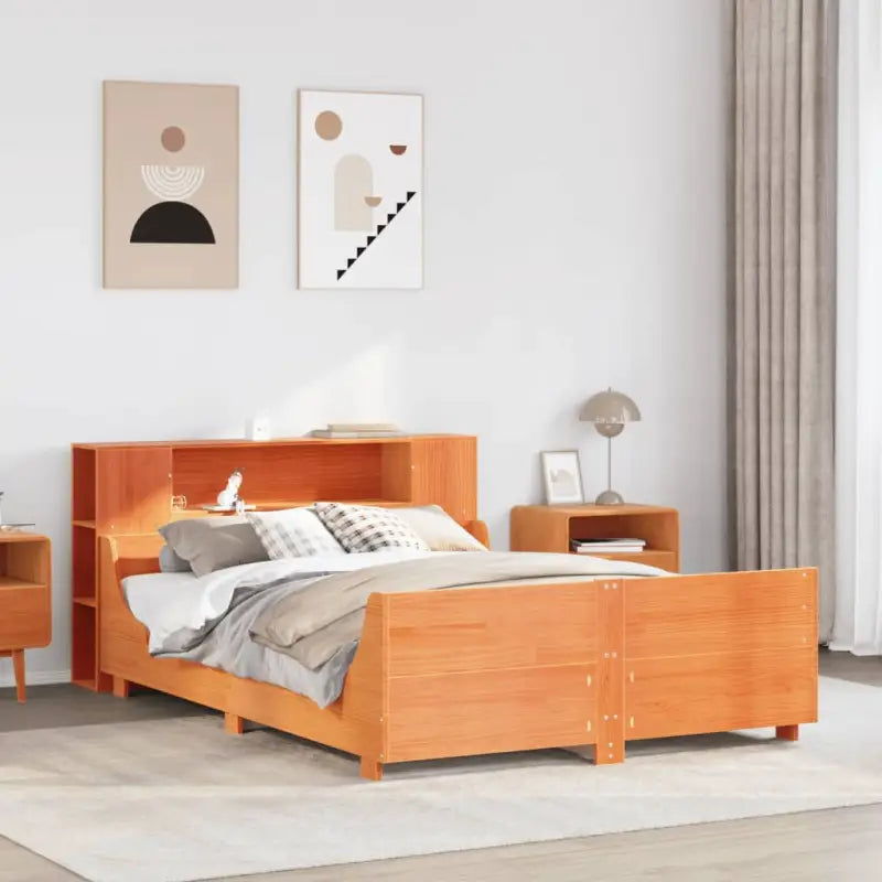 Bedframe van massief grenenhout voor een stabiele nachtrust - Wasbruin / 135 x 190 cm - Bedden & bedframes