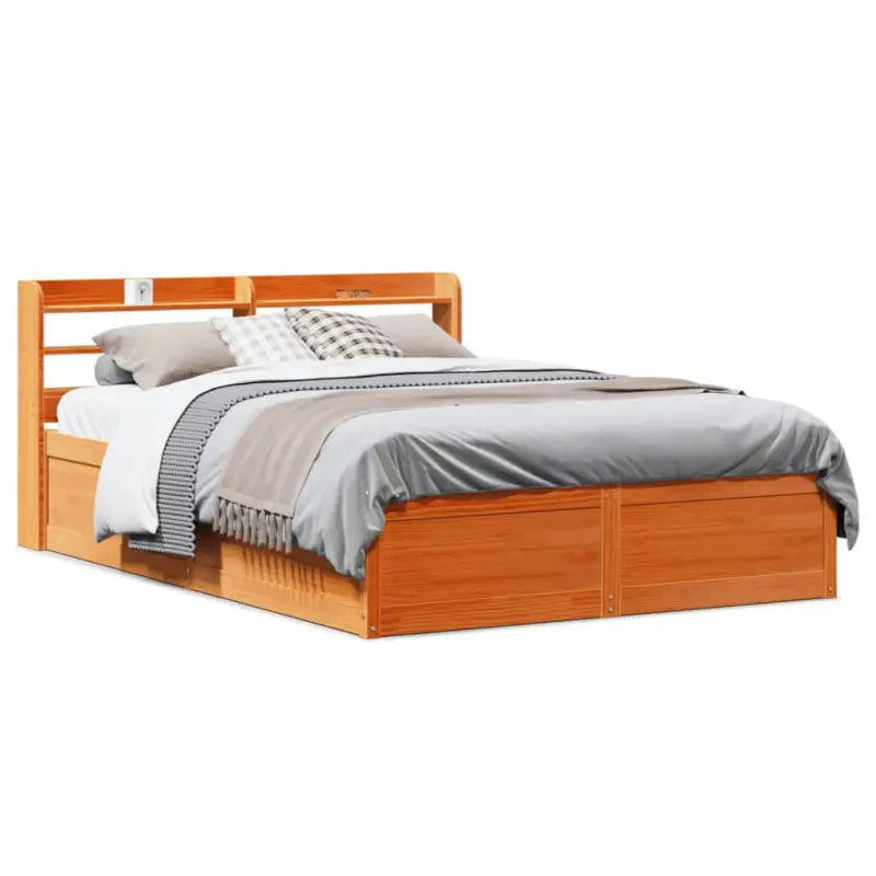 Bedframe van massief grenenhout voor een stabiele nachtrust - Wasbruin / 140 x 200 cm - Bedden & bedframes