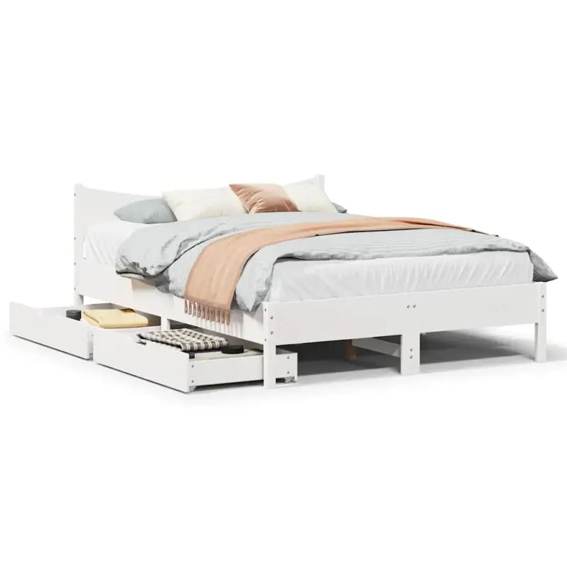 Bedframe van massief grenenhout voor een stabiele nachtrust - Wit / 135 x 190 cm - Bedden & bedframes