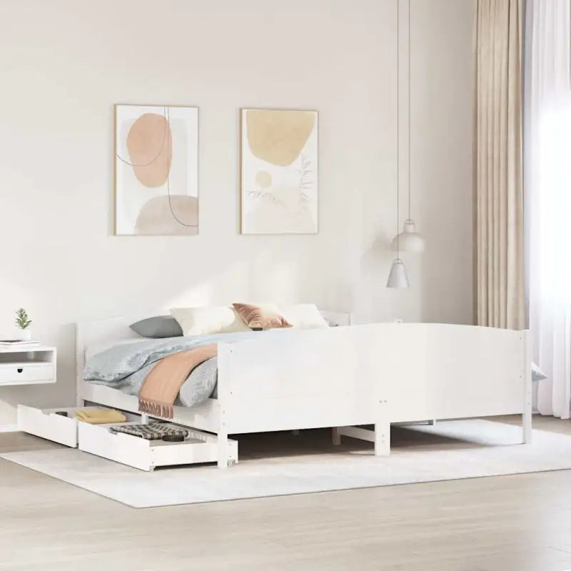 Bedframe van massief grenenhout voor een stabiele nachtrust - Wit / 200 x 200 cm - Bedden & bedframes