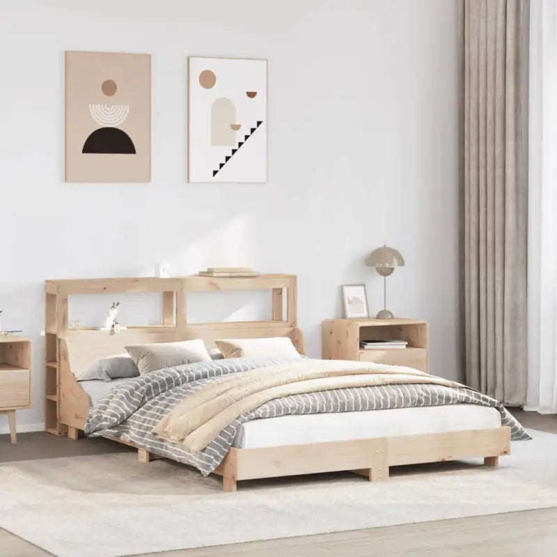 Bedframe van massief grenenhout voor een stabiele slaapkamer basis - Naturel / 150 x 200 cm - Bedden & bedframes