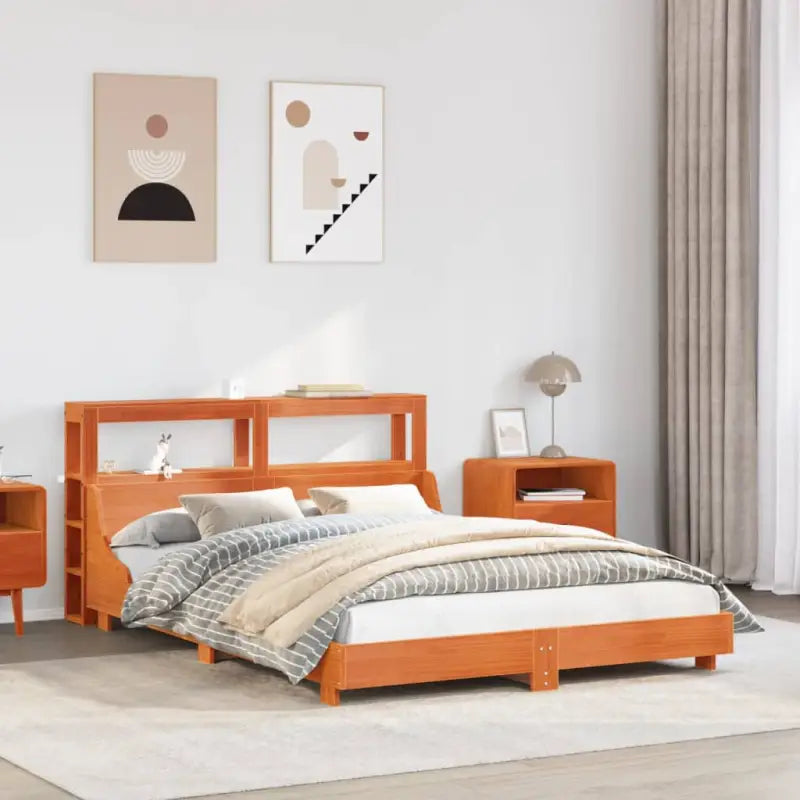 Bedframe van massief grenenhout voor een stabiele slaapkamer basis - Wasbruin / 120 x 190 cm - Bedden & bedframes