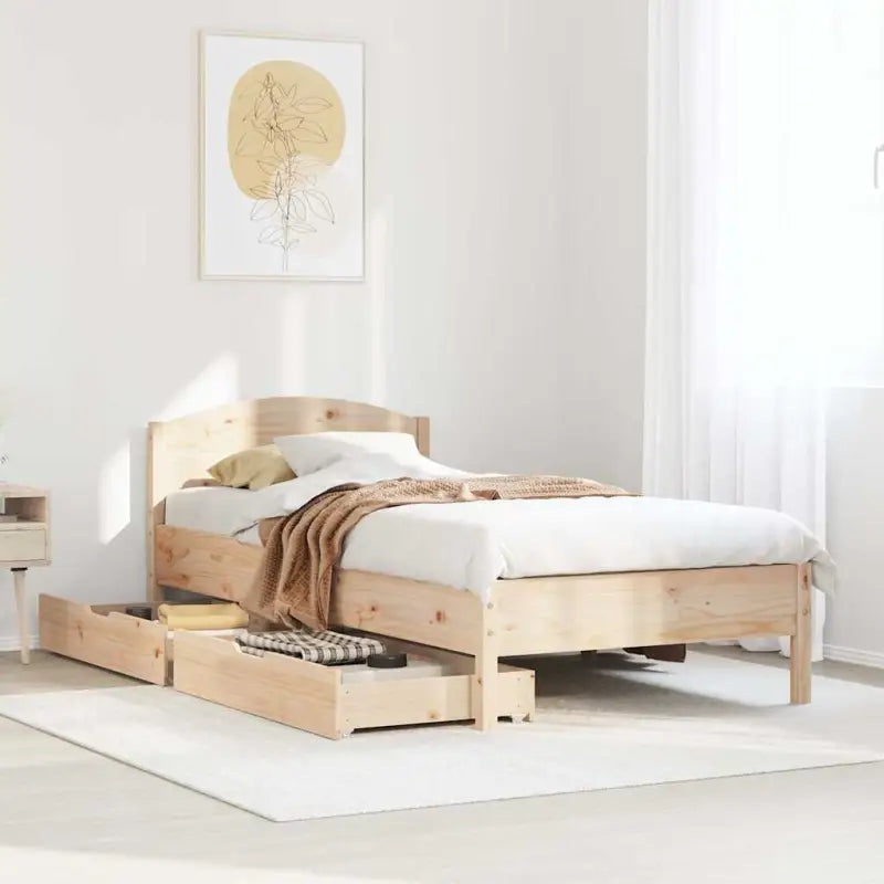 Bedframe van massief grenenhout voor een stabiele slaapkamer basis - Naturel / 90 x 190 cm - Bedden & bedframes