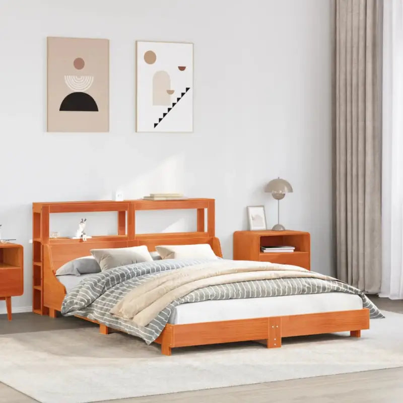 Bedframe van massief grenenhout voor een stabiele slaapkamer basis - Wasbruin / 140 x 190 cm - Bedden & bedframes