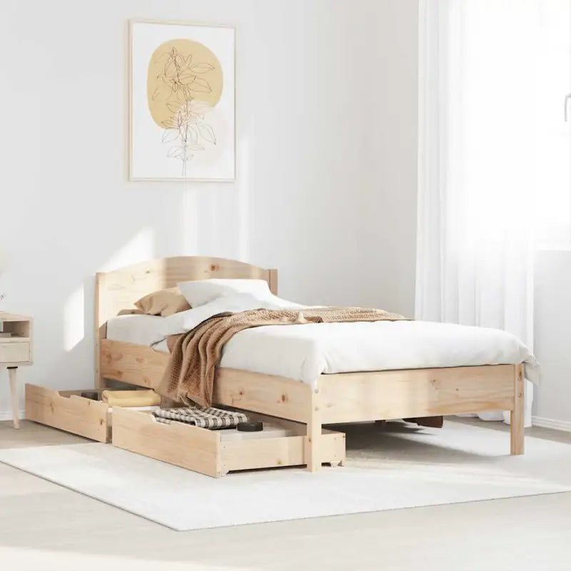 Bedframe van massief grenenhout voor een stabiele slaapkamer basis - Naturel / 75 x 190 cm - Bedden & bedframes