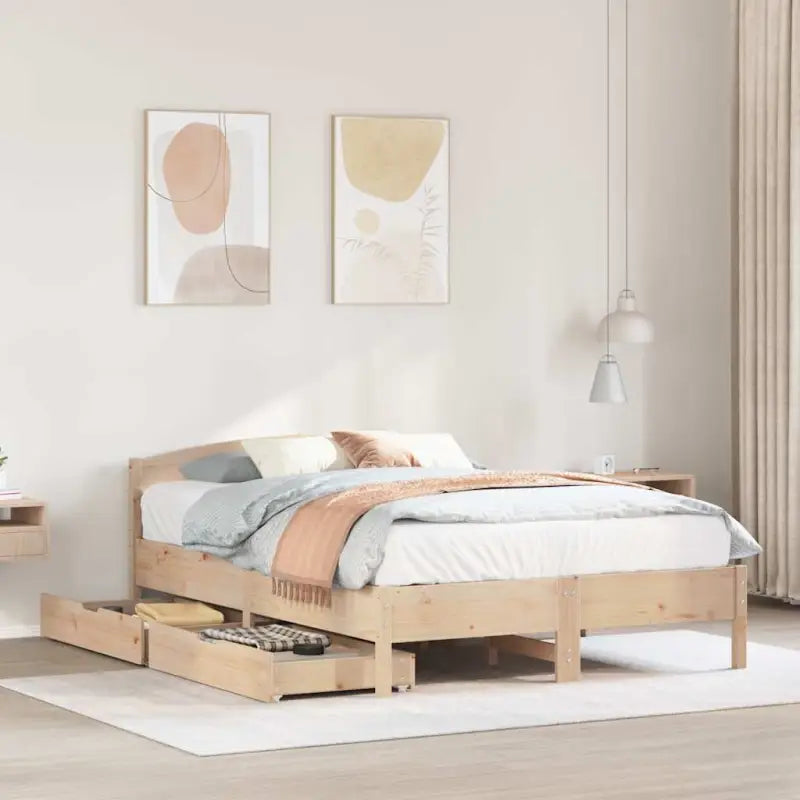 Bedframe van massief grenenhout voor een stabiele slaapkamer basis - Naturel / 150 x 200 cm - Bedden & bedframes