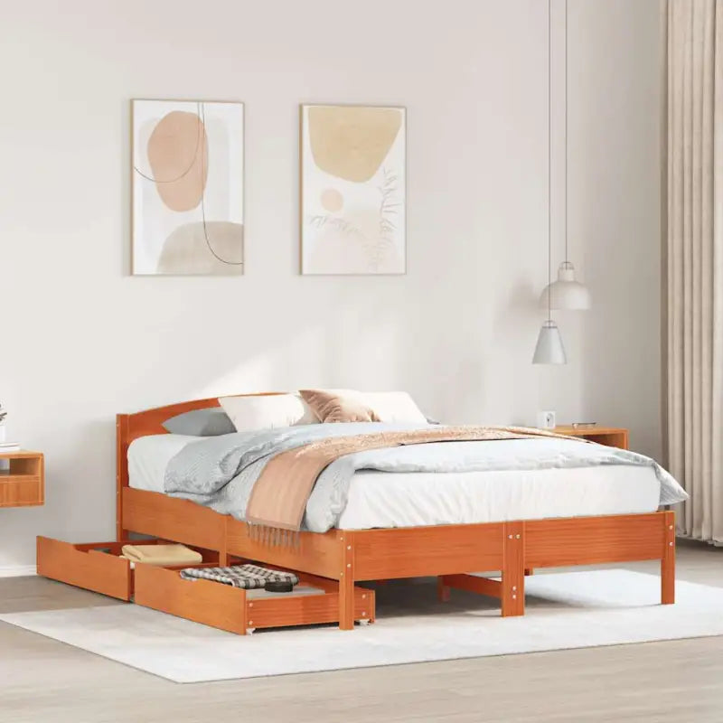 Bedframe van massief grenenhout voor een stabiele slaapkamer basis - Wasbruin / 120 x 200 cm - Bedden & bedframes