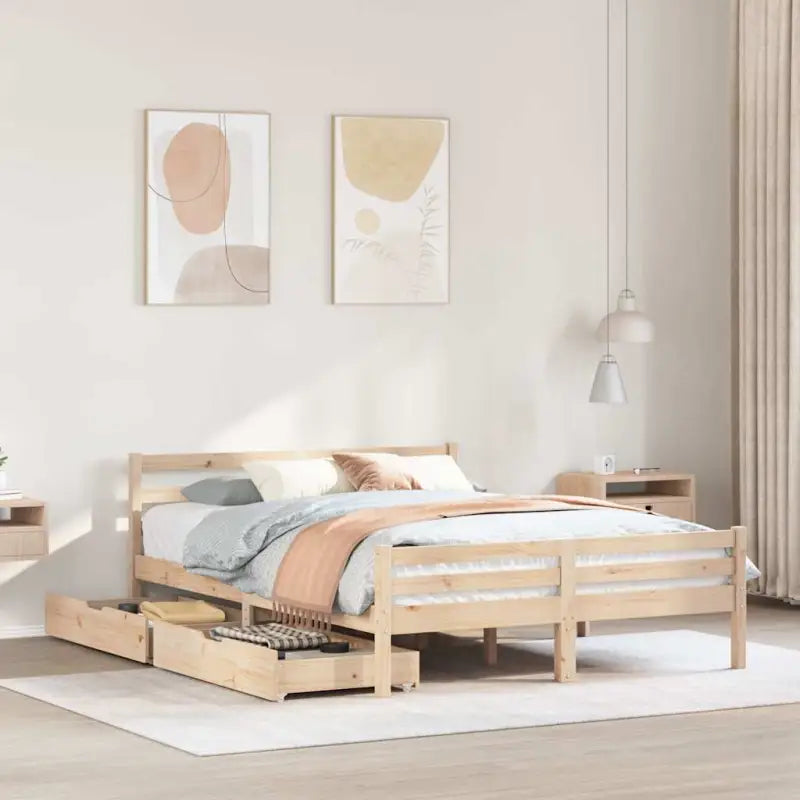 Bedframe van massief grenenhout voor een stabiele slaapplek - Naturel / 140 x 190 cm - Bedden & bedframes