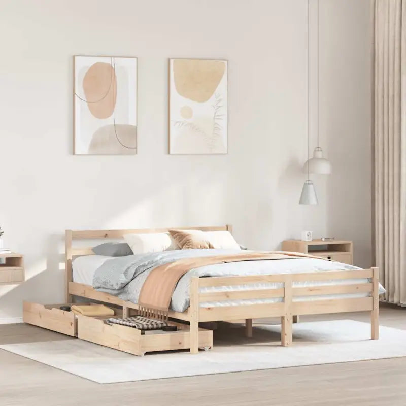 Bedframe van massief grenenhout voor een stabiele slaapplek - Naturel / 140 x 200 cm - Bedden & bedframes