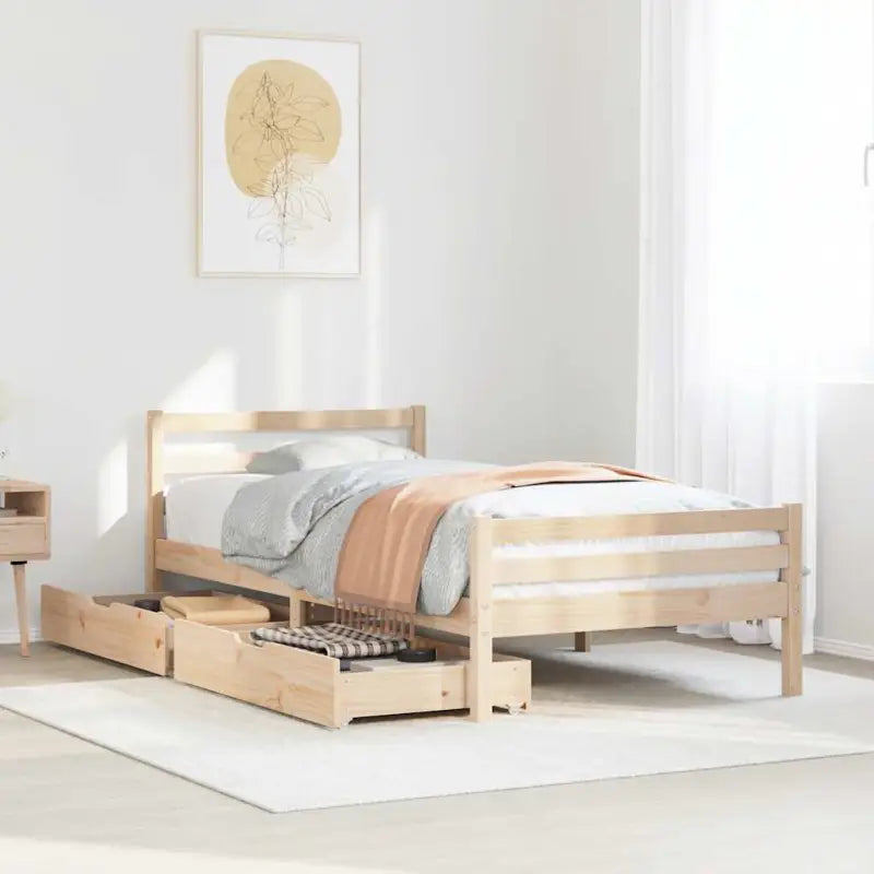 Bedframe van massief grenenhout voor een stabiele slaapplek - Naturel / 75 x 190 cm - Bedden & bedframes
