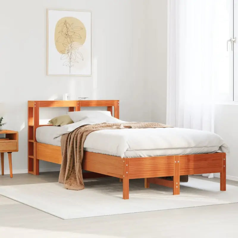 Bedframe van massief grenenhout voor een sterke en duurzame slaapplaats - Wasbruin / 90 x 190 cm - Bedden & bedframes