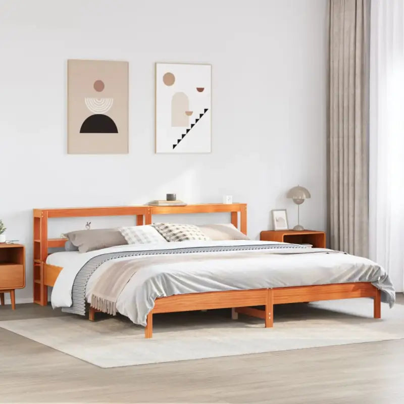 Bedframe van massief grenenhout voor een sterke en duurzame slaapplaats - Wasbruin / 200 x 200 cm - Bedden & bedframes