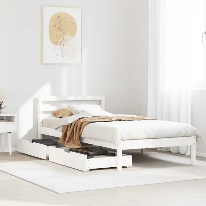 Bedframe van massief grenenhout voor een stevige en duurzame slaapkamer - Wit / 90 x 190 cm - Bedden & bedframes