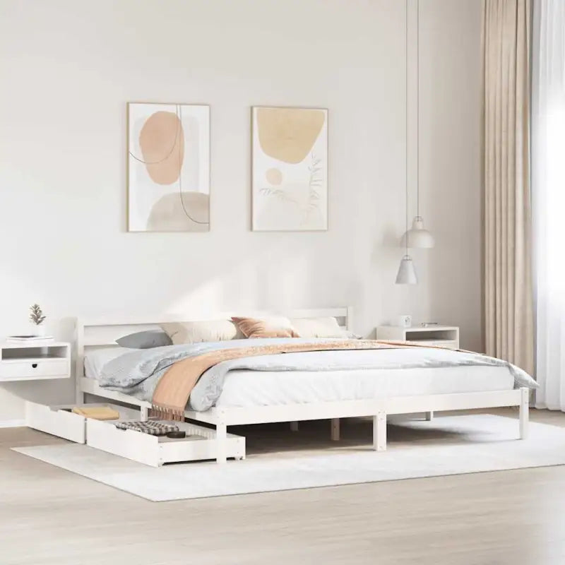 Bedframe van massief grenenhout voor een stevige en duurzame slaapkamer - Wit / 200 x 200 cm - Bedden & bedframes