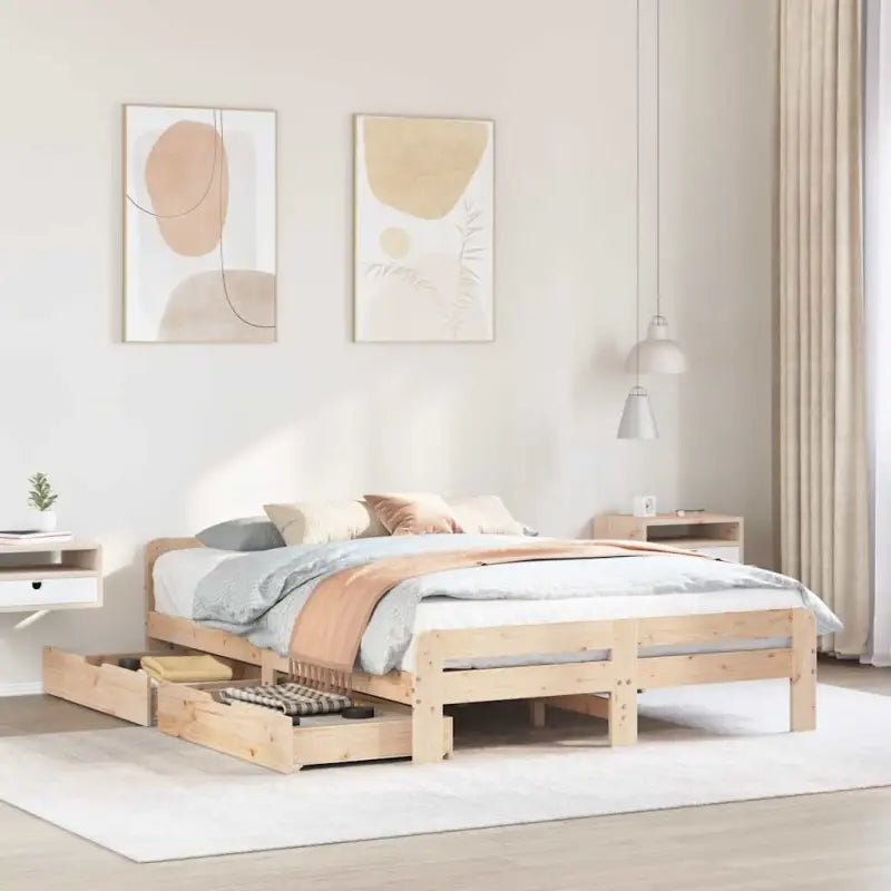 Bedframe van massief grenenhout voor een stevige en duurzame slaapruimte - Naturel / 140 x 190 cm - Bedden & bedframes