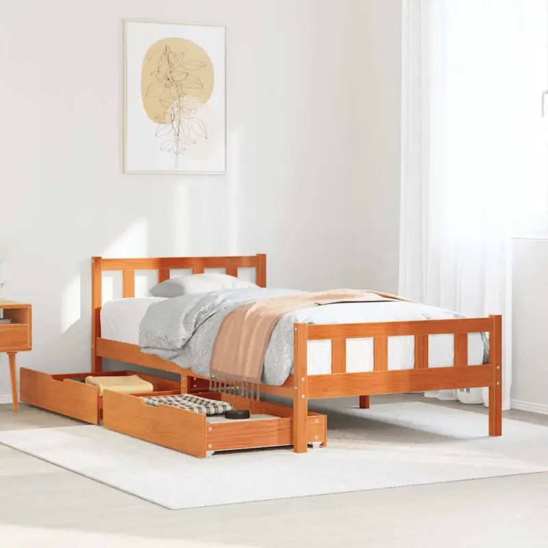 Bedframe van massief grenenhout voor een stevige en duurzame slaapplek - Wasbruin / 75 x 190 cm - Bedden & bedframes