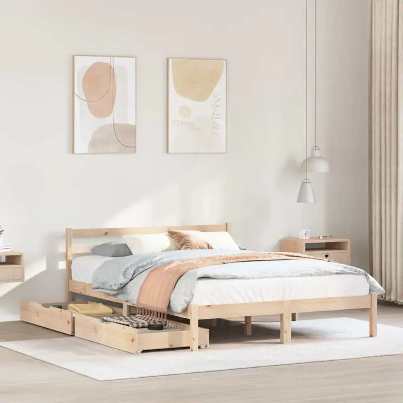 Bedframe van massief grenenhout voor een stevige en duurzame slaapkamer - Naturel / 120 x 190 cm - Bedden & bedframes