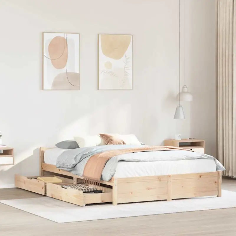 Bedframe van massief grenenhout voor een stevige en duurzame slaapruimte - Naturel / 140 x 190 cm - Bedden & bedframes