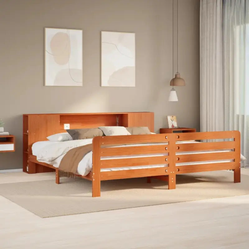 Bedframe van massief grenenhout voor een stevige en duurzame slaapplaats - Wasbruin / 180 x 200 cm - Bedden & bedframes